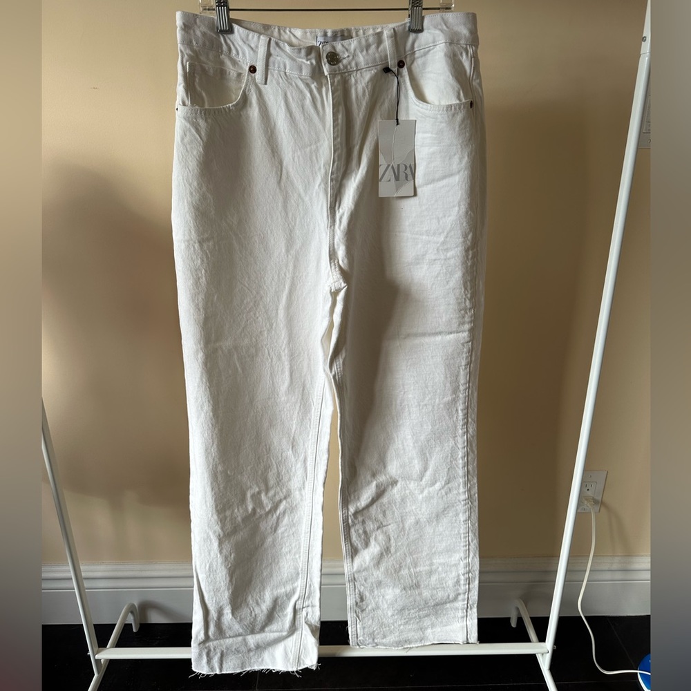 NWT Zara white wide leg jeans